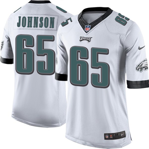 Men's Limited Lane Johnson Nike Jersey White Road - #65 NFL Philadelphia Eagles